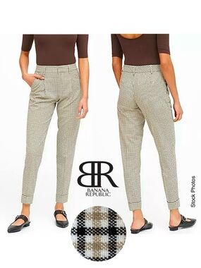 NWOT Banana Republic Checkered Cropped Cuffed Tapered Trouser Pants (8)